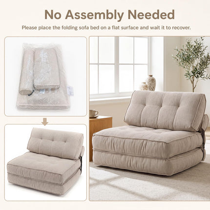 Dreamade 3-in-1 Folding Sofa Bed with Bolster & Pillow