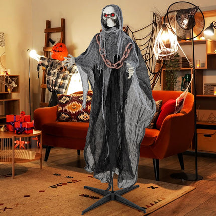 Dreamade 6.4 FT Halloween Animatronic Standing Grim Reaper, Halloween Decoration with Chain