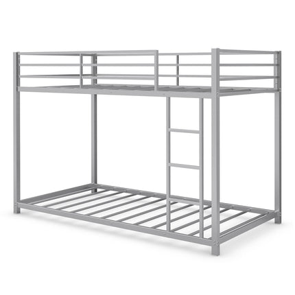 Dreamade Metal Bunk Bed Twin Over Twin, Low Profile Bunk Bed Frame with Ladder & Full Length Guardrail