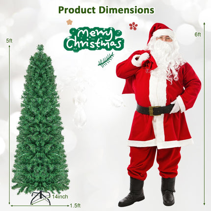 Dreamade 5ft Fiber Optic Pencil Christmas Tree Xmas Full Tree for Home Office Holiday Decor