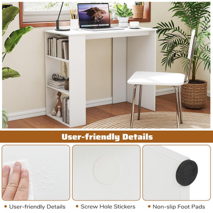 Dreamade 35.5 Inch Compact Home Office Desk with Storage Bookshelf