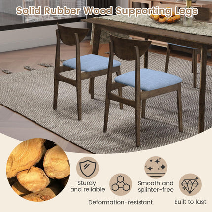 Dreamade Wooden Dining Chairs Set of 2/4 Linen Fabric Upholstered Kitchen Chairs