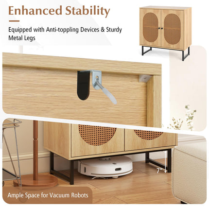 Dreamade Small PE Rattan Buffet Cabinet with 2-Door Boho Sideboard