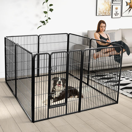 Dreamade Dog Playpen Outdoor 40" H - 8/16 Panels Metal Pet Fence for Large Dogs, Heavy Duty Dog Pen Exercise Fence with Door