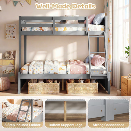 Dreamade Twin Over Full Bunk Bed Wood Bunk Bed