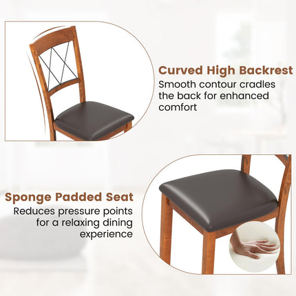 Dreamade Wooden Armless Kitchen Chairs Set of 2/4 w/Elegant Hollowed Backrest