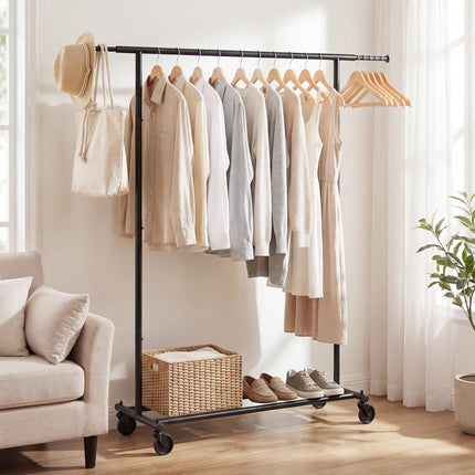 Dreamade Extendable Heavy-Duty Rolling Clothing Rack with Wheels