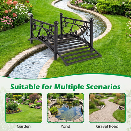 Dreamade 3.3 FT Garden Metal Bridge with Dual Patterned Side Rails