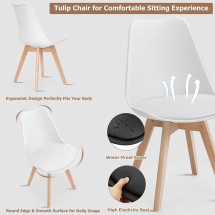 Set of 4 Mid Century Dining Chairs Wood Legs White