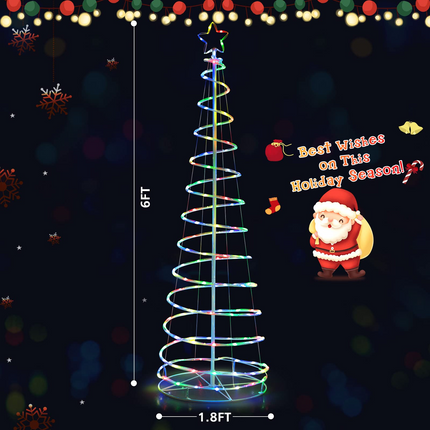 Dreamade 6 FT Spiral Christmas Tree, Outdoor Led Christmas Tree with 135 LED Lights - DreamadeUS