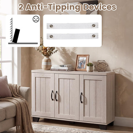 Dreamade Sideboard Buffet Cabinet | 45" Farmhouse Coffee Bar Cabinet with 3 Doors & Adjustable Shelves