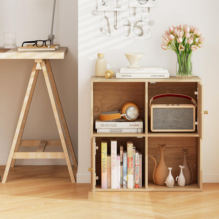 Dreamade 4 Cube Bookcase | 2-Tier Freestanding Book Shelf with Open Compartments