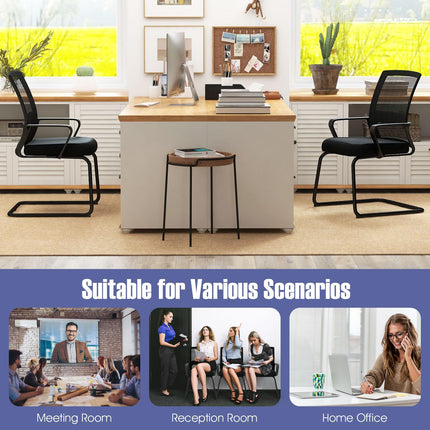 Dreamade Office Guest Chair, Office Guest Conference Chair w/Lumbar Support Ergonomic Backrest