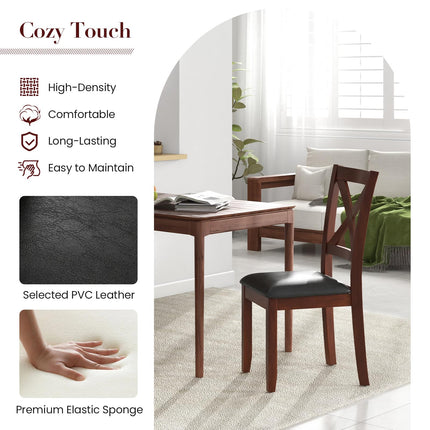 Dreamade Wood Dining Chairs, Faux Leather Upholstered Dining Chairs with Rubber Wood Legs
