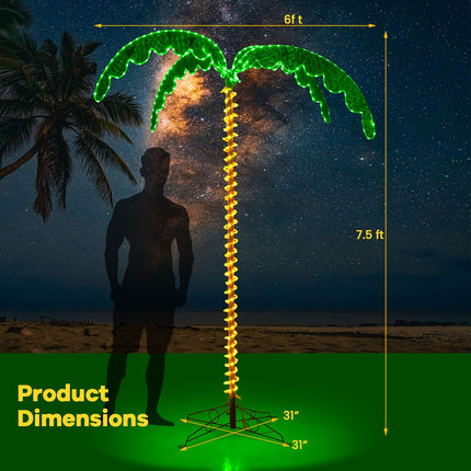 Dreamade 7.5 FT Lighted Palm Tree, Tropical Christmas Tree with 332 LED Lights