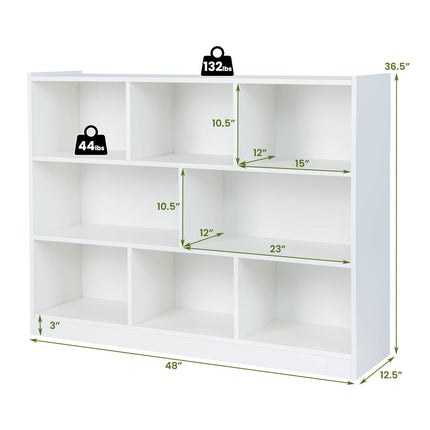 8 Cube Bookcase, Freestanding 3-Tier Open Bookshelf - Dreamade