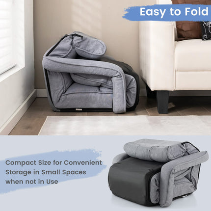 Dreamade Foldable Lazy Sofa Bed, 6-Position Adjustable Floor Chair Chaise Lounge with Armrest and Footrest (Gray)