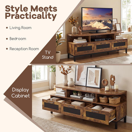 Dreamade TV Stand for TVs up to 75" Entertainment Center with 3 Storage Drawers and Open Shelves