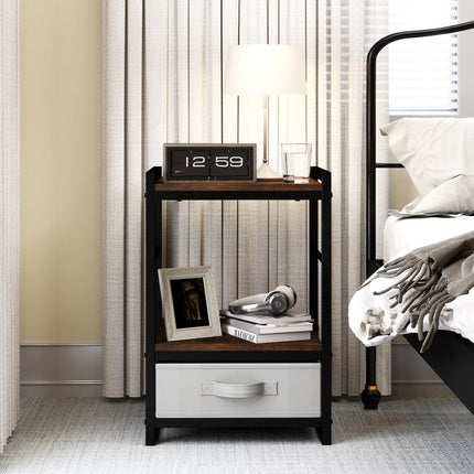 Dreamade Industrial Nightstand with Storage Drawer for Bedroom