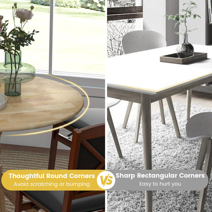 Dreamade Wooden Dining Table, Dining Table with 40" D Round Tabletop & Curved Trestle Legs