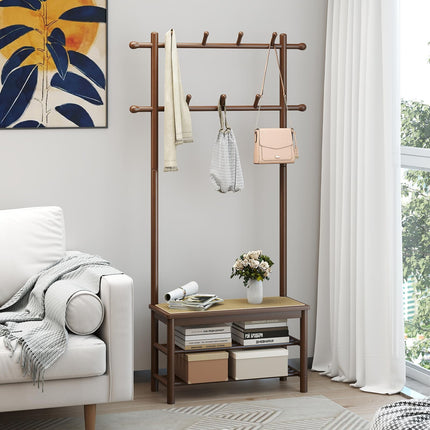 Dreamade 3-in-1 Hall Tree with Bench and Shoe Storage Narrow Mudroom Storage Organizer