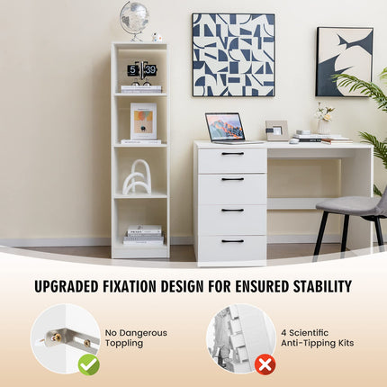 Dreamade 56” Tall Bookcase, 4-Cube Bookshelf with 4 Anti-Tipping Kits