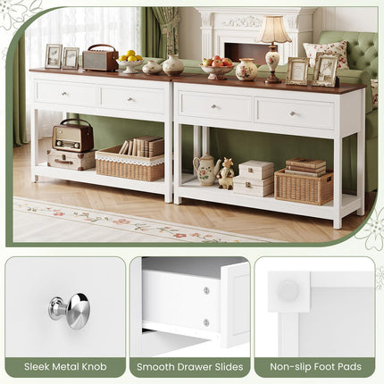 Dreamade 47" Farmhouse Console Table with 2 Drawers Storage