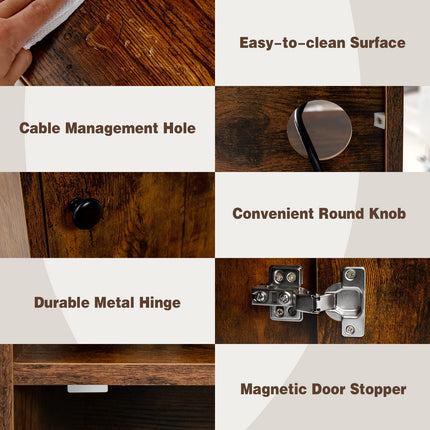 Dreamade Nightstand with Charging Station - 55" Tall Bedside Table