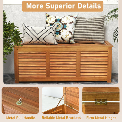 DREAMADE 47 Gallon Deck Box, Acacia Wood Outdoor Storage Bench, Natural