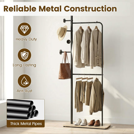 Dreamade Double Rods Clothes Hanging Rack for Entryway