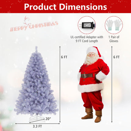 Dreamade 6FT / 7.5FT Pre-Lit Tinsel Christmas Tree with Warm White LED Lights