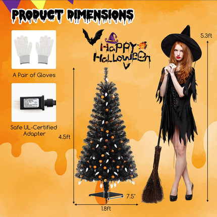 Dreamade 4.5 FT Pre-Lit Halloween Tree with 6 Lighting Modes with Spooky Music Sync