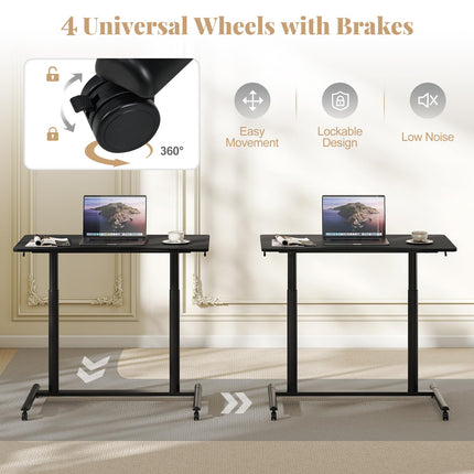 Dreamade Mobile Standing Desk Height Adjustable Computer Desk with Wheels & Aluminum Frame