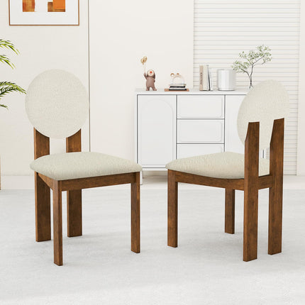 Dreamade Sherpa Dining Chairs Set of 2/4 Mid Century Modern Kitchen Chairs w/Rubber Wood Legs