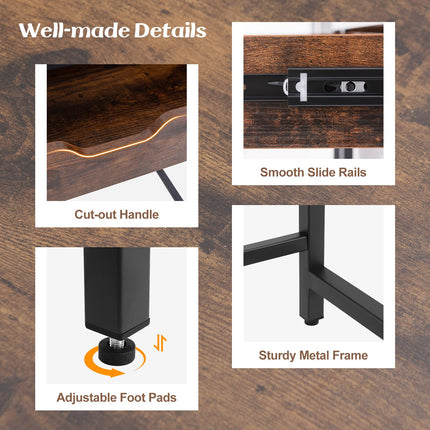 Dreamade Computer Desk with Drawers and Power Outlets