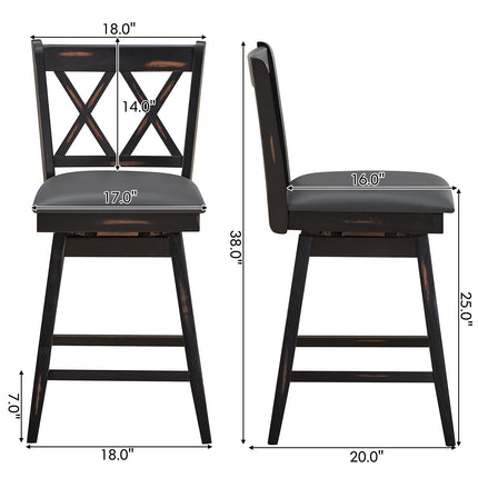 Dreamade Bar Stool with Foot Rest Upholstered Cushion & Ergonomic Backrest