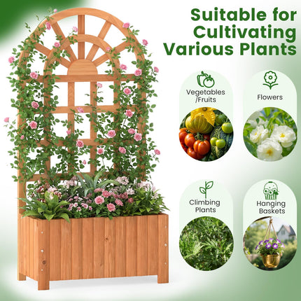 Dreamade Wooden Raised Garden Bed with Trellis 48 Inch Outdoor Screen