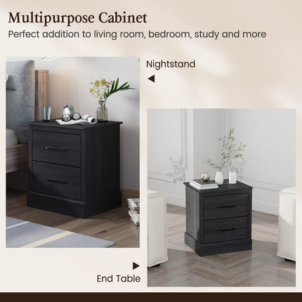Dreamade Farmhouse Nightstand Set of 2, Wood Bedside Table with 2 Storage Drawers