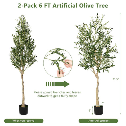 Dreamade 6ft Artificial Olive Tree, Tall Fake Potted Olive Silk Tree with Planter
