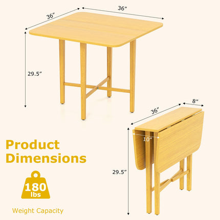Dreamade 36" Extendable Dining Table with Drop Leaf X-Shaped Frame Rubber Wood Legs
