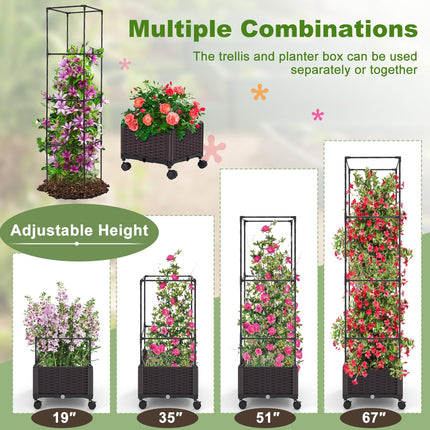 Dreamade Raised Garden Bed with Tomato Cages, 67” Adjustable Height