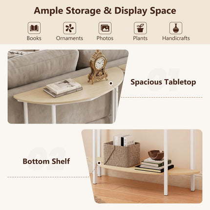 Dreamade Half Moon Console Table | 40" Narrow Entryway Table with Storage Shelf