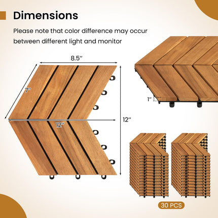 Dreamade 30 PCS Interlocking Patio Flooring Tiles with Drainage Base
