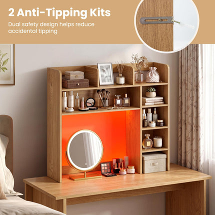Dreamade 35.5" Desktop Bookshelf with LED Lights