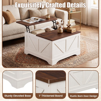 Dreamade 31.5" Square Farmhouse Lift Top Coffee Table with Storage
