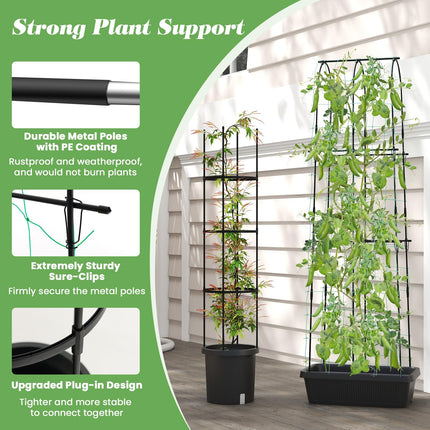 Dreamade Set of 2 Raised Garden Bed w/Trellis & Plant Cage, Planter Box w/ 71” Cucumber Trellis