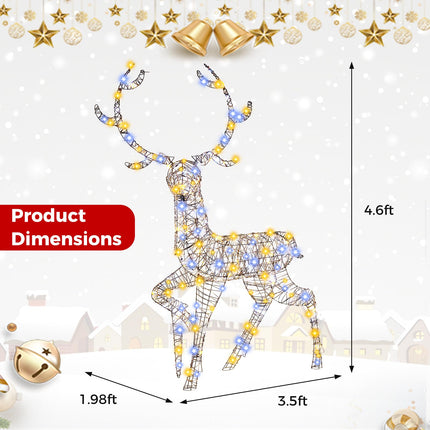 Dreamade 4.6 FT Pre-Lit Christmas Reindeer, 3D Buck Decoration with 300 Bright LED Lights