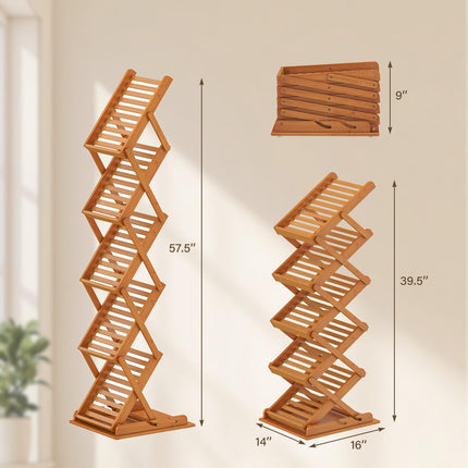 Dreamade Foldable Bamboo Magazine Rack with 2 Adjustable Positions