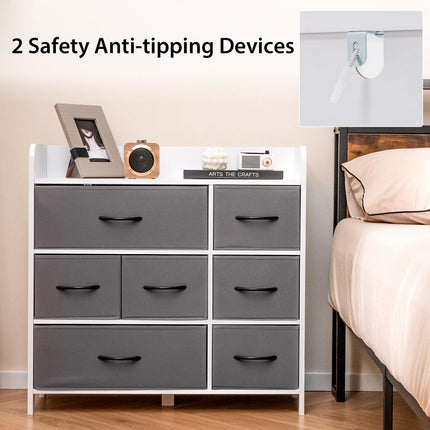 Dreamade Storage Cabinet with 7 Drawers & Open Shelf, Chest of Drawers, Console Table