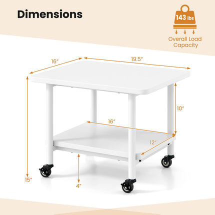 Dreamade 2 Tier Mobile Printer Table with Storage Shelf